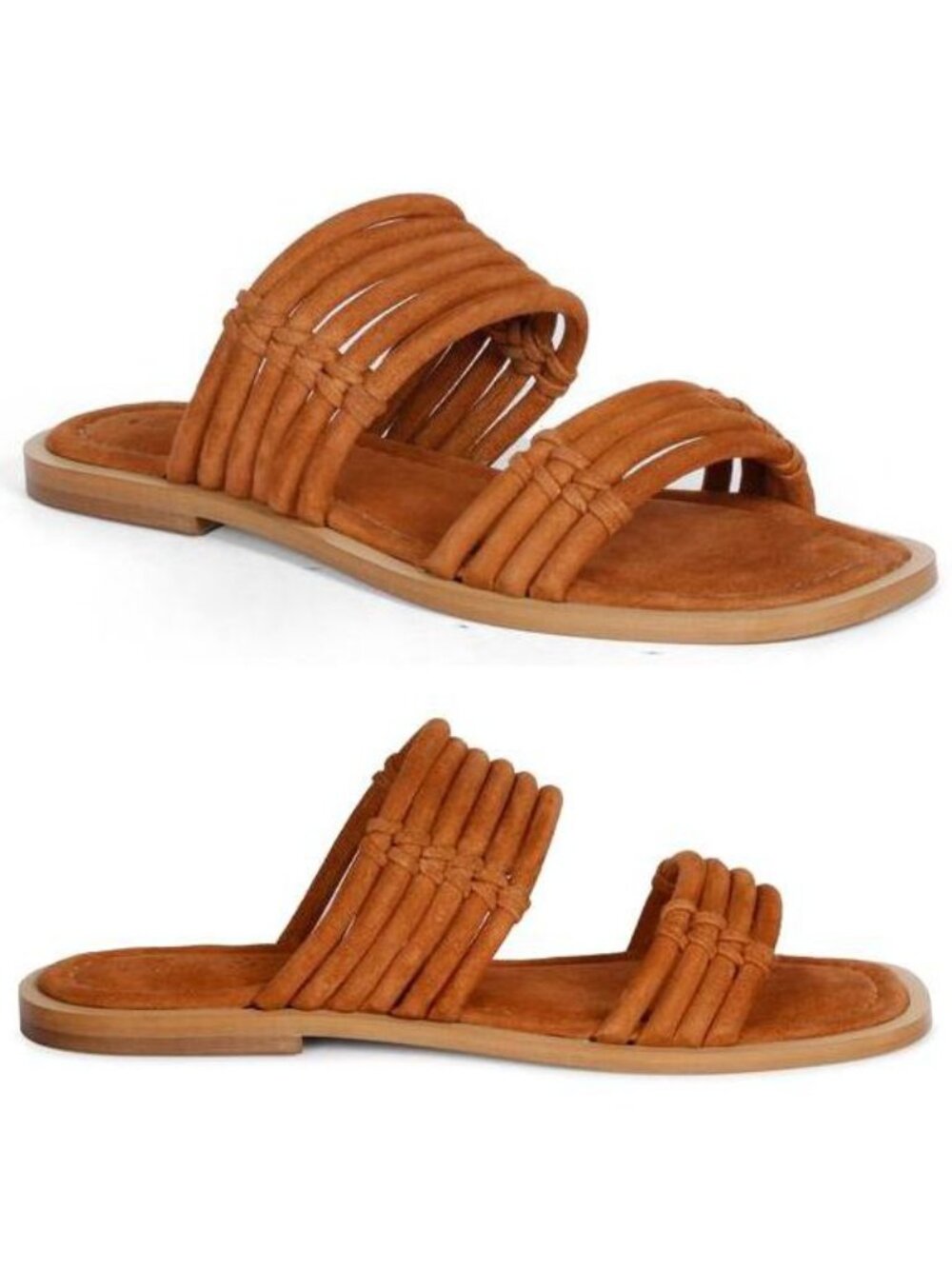 SAINT G Zoya Flat Slide Sandals Size 9 Brown Suede Leather NEW